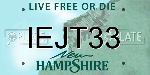 IEJT33 New Hampshire License Plate