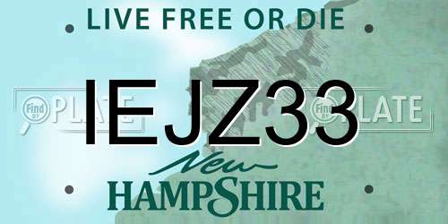 IEJZ33 New Hampshire License Plate
