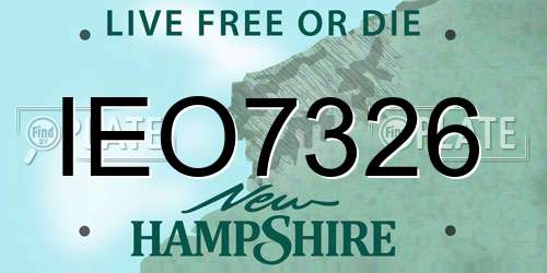 IEO7326 New Hampshire License Plate