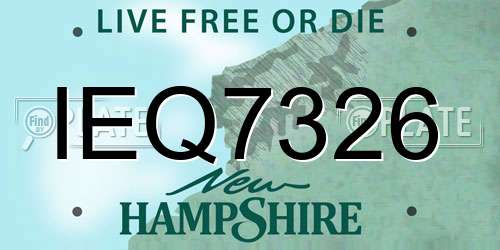 IEQ7326 New Hampshire License Plate