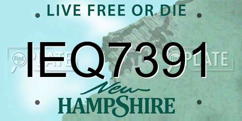 IEQ7391 New Hampshire License Plate