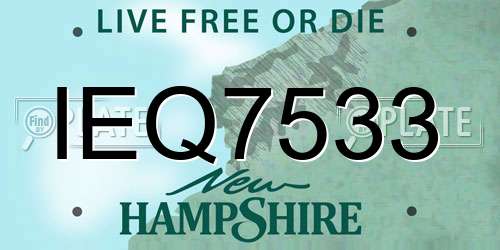 IEQ7533 New Hampshire License Plate