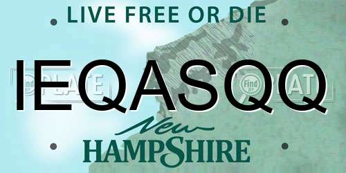IEQASQQ New Hampshire License Plate