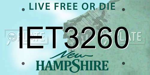 IET3260 New Hampshire License Plate