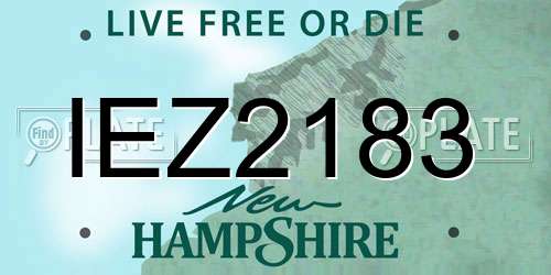 IEZ2183 New Hampshire License Plate