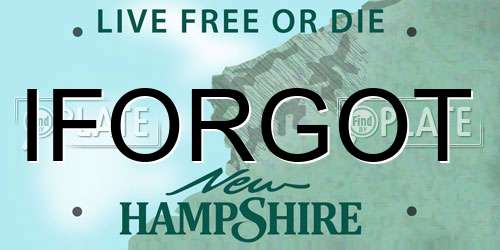 IFORGOT New Hampshire License Plate