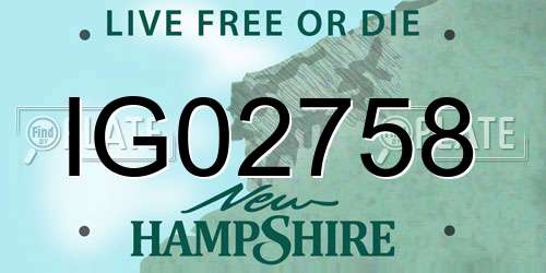 IG02758 New Hampshire License Plate