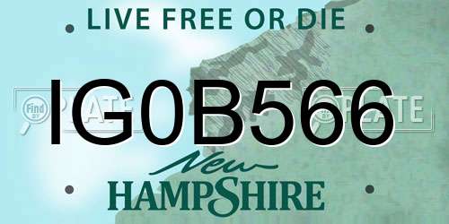 IG0B566 New Hampshire License Plate