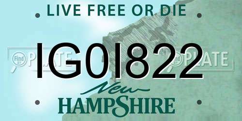 IG0I822 New Hampshire License Plate
