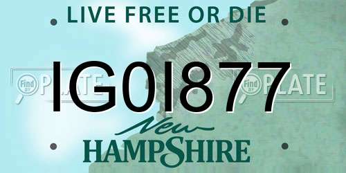 IG0I877 New Hampshire License Plate