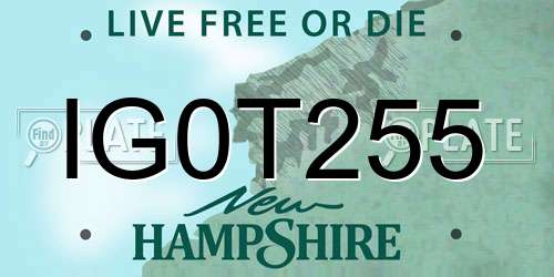 IG0T255 New Hampshire License Plate