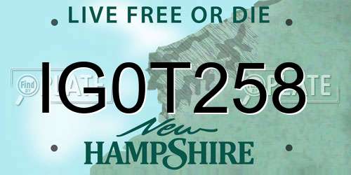 IG0T258 New Hampshire License Plate