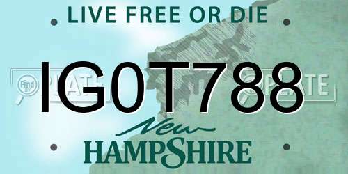 IG0T788 New Hampshire License Plate