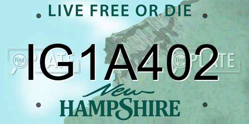 IG1A402 New Hampshire License Plate