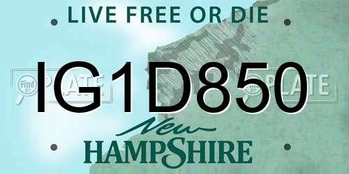 IG1D850 New Hampshire License Plate