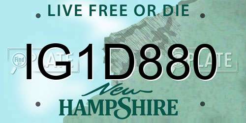 IG1D880 New Hampshire License Plate