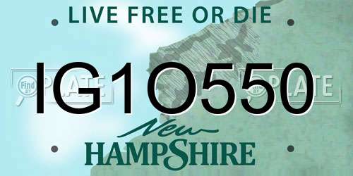 IG1O550 New Hampshire License Plate