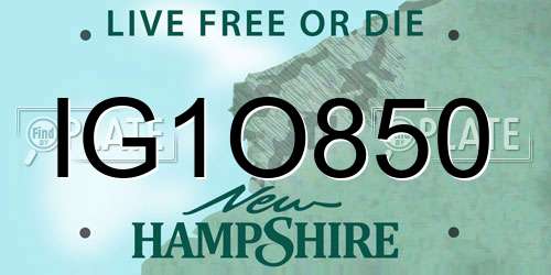 IG1O850 New Hampshire License Plate