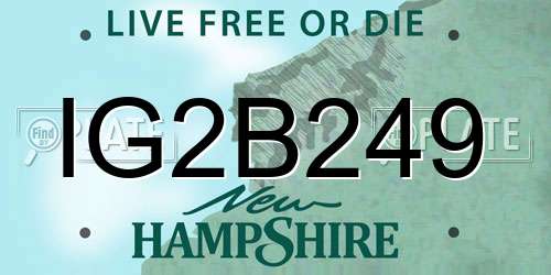 IG2B249 New Hampshire License Plate