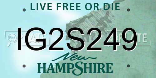 IG2S249 New Hampshire License Plate