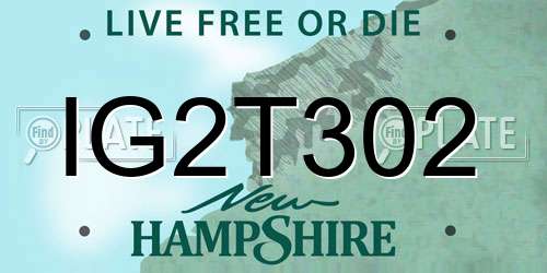 IG2T302 New Hampshire License Plate