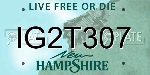 IG2T307 New Hampshire License Plate