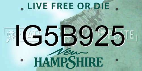 IG5B925 New Hampshire License Plate