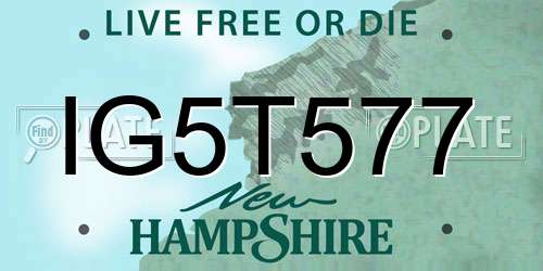 IG5T577 New Hampshire License Plate