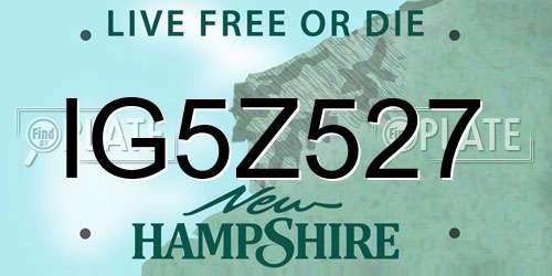 IG5Z527 New Hampshire License Plate