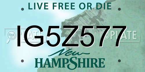 IG5Z577 New Hampshire License Plate