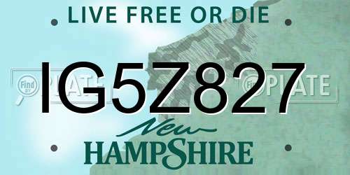 IG5Z827 New Hampshire License Plate
