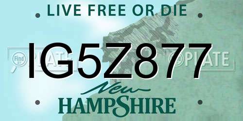 IG5Z877 New Hampshire License Plate