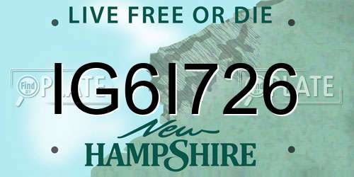IG6I726 New Hampshire License Plate
