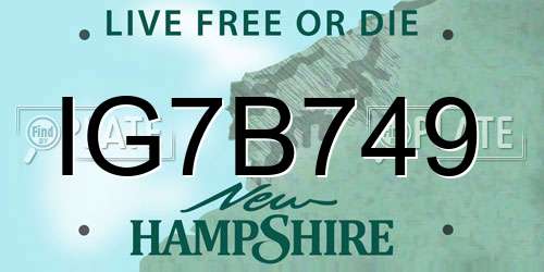 IG7B749 New Hampshire License Plate