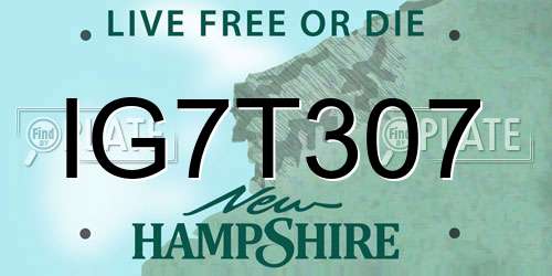 IG7T307 New Hampshire License Plate