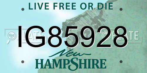 IG85928 New Hampshire License Plate