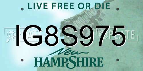 IG8S975 New Hampshire License Plate