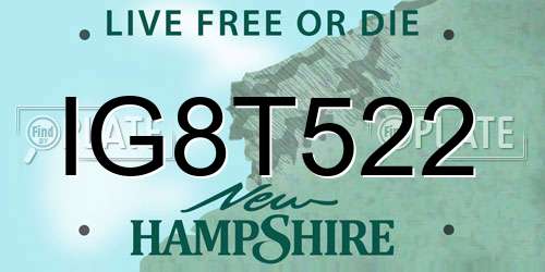 IG8T522 New Hampshire License Plate