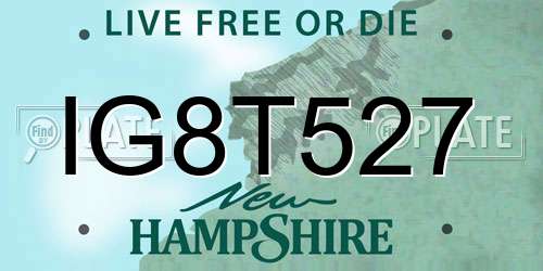 IG8T527 New Hampshire License Plate