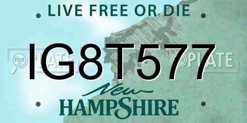 IG8T577 New Hampshire License Plate