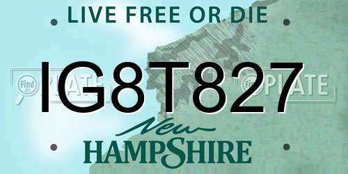 IG8T827 New Hampshire License Plate