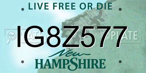 IG8Z577 New Hampshire License Plate