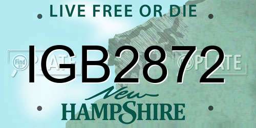IGB2872 New Hampshire License Plate
