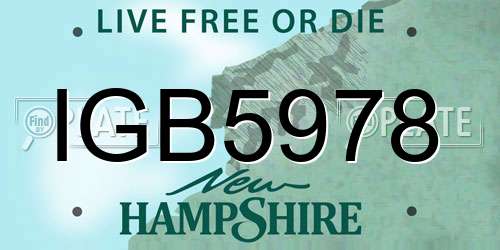IGB5978 New Hampshire License Plate