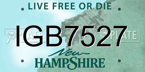 IGB7527 New Hampshire License Plate