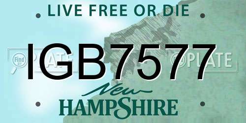 IGB7577 New Hampshire License Plate