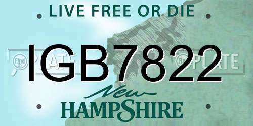 IGB7822 New Hampshire License Plate