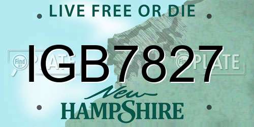 IGB7827 New Hampshire License Plate