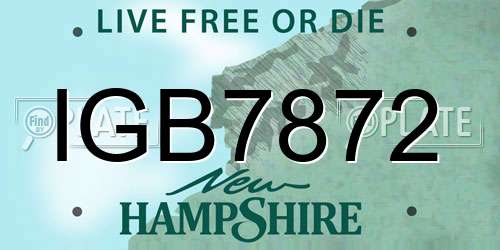 IGB7872 New Hampshire License Plate