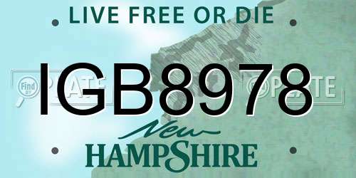 IGB8978 New Hampshire License Plate